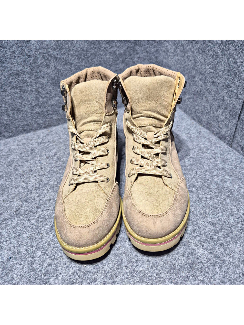 Sole/Society Suede Lace-Up Ankle Hiking Boots Women's Size 8 Beige